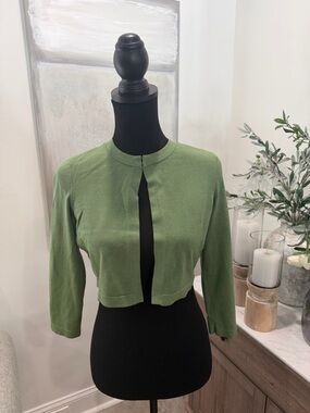 Ann Taylor Green Cropped Cardigan